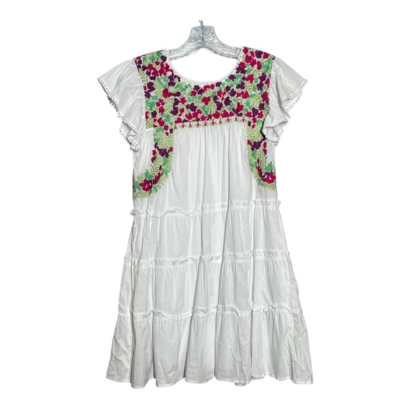 embroidered tiered mini dress Embroidered Tiered Ruffle Mini Dress: White main image 1